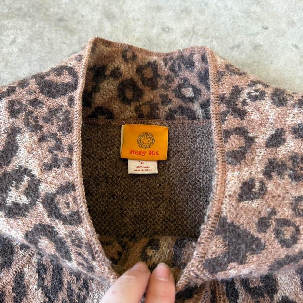Leopard Print Wool Sweater Jacket - Ruby Rd - image 3